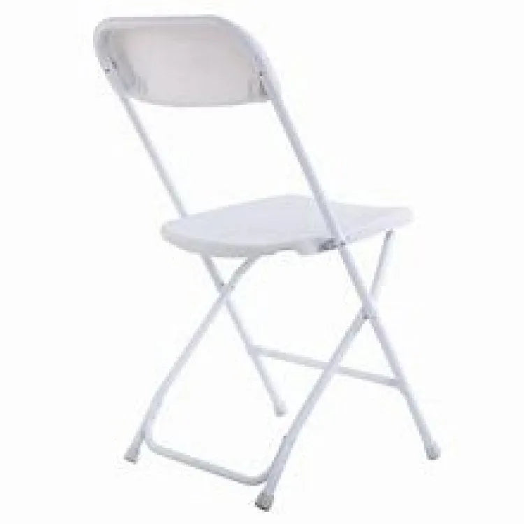 White plastic folding chairs